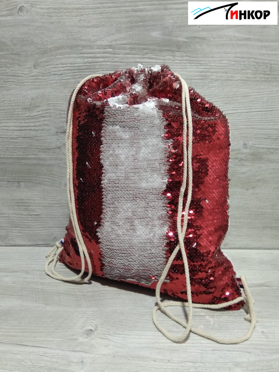 Рюкзак-мешок на затяжках с пайетками Красный/Белый